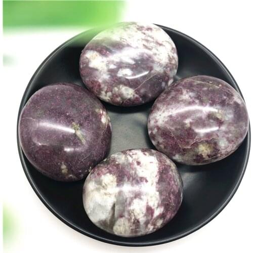 Natural Crystal Stone Plum Blossom Tourmaline Palm Stone Polished Healing Stones Specimen Natural Stones and Minerals