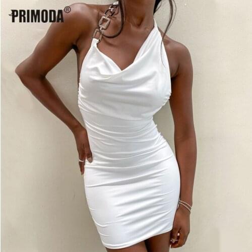 2021 New Women Sexy Dresses Backless Halter Summer Evening Party Weeding Bodycon Clubwear Sexy Lady Tank Wrinkled Dress PR612M