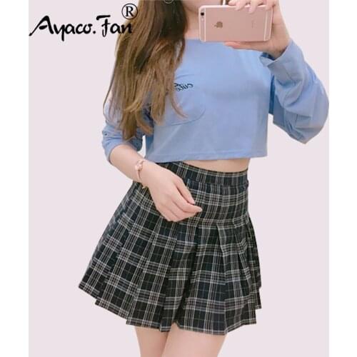 New Preppy Style Summer Women Skirts Vintage Students Sweet Mini Plaid Sexy Pleated Schoolgirl Saias Femininas Midi Skirt