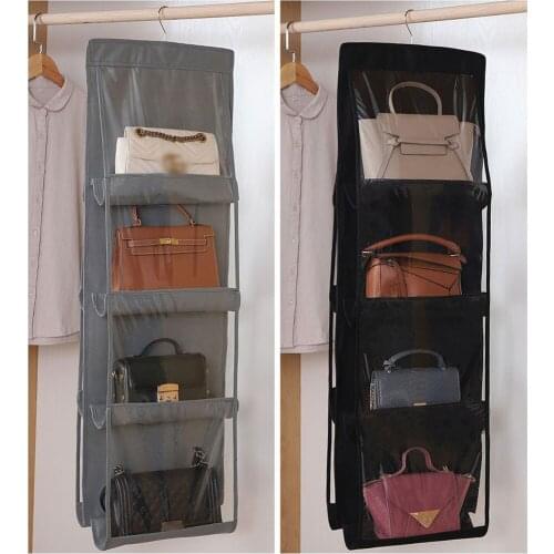 Hanging Handbag Organizer Non-woven Storage Holder PVC Purse Closet 8 Pocket