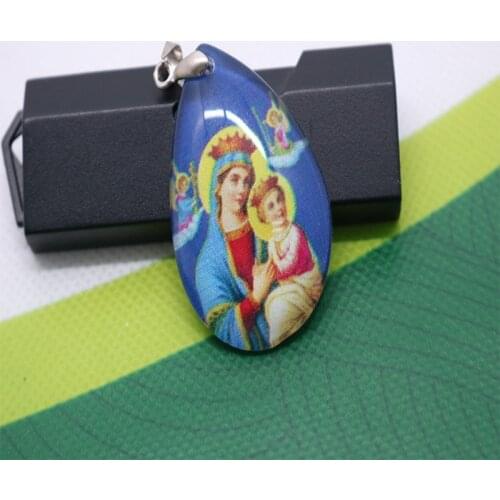 Religious Virgin Mary with Child Medal Bracelet Beads, Saint Raphael Medal Jewelry, Religious Santa Ana Medal