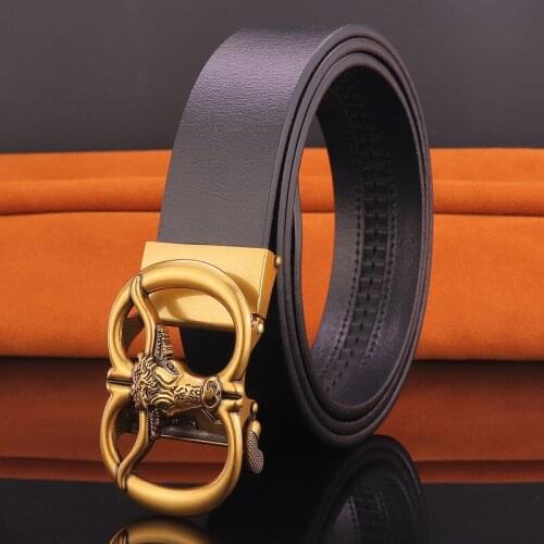 New Head Belt Male Leather Automatic Buckle Personality Jeans Belt Mens Casual Fashion Belt Designer Belts Men High Quality