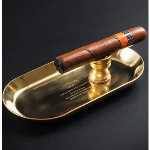 Luxuray Metal Ashtray Bronze Cigar Holder with 9mm Punch Cuban Smoking Acceessories