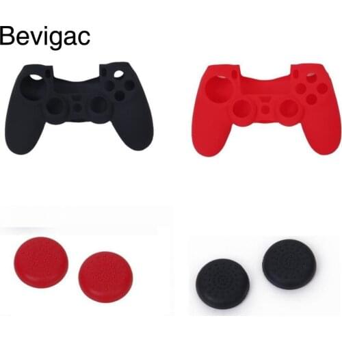 Bevigac 2 PCS Silicone Protective Controller GamePad Joypad Case 4 PCS Analog Thumb Stick Grips Cap for Sony Playstation 4 PS4