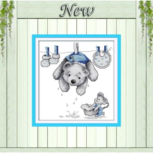 Dry doll bear mouse cartoon painting counted printed on canvas DMC 14CT 11CT Chinese Cross Stitch Needlework Sets Embroidery kit