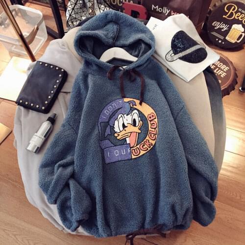 Kawaii Sweatshirts Disney Donald Duck Hooded Hoodies Winter Autumn Long Sleeve Tops Female Clothes Casual Hoodies New