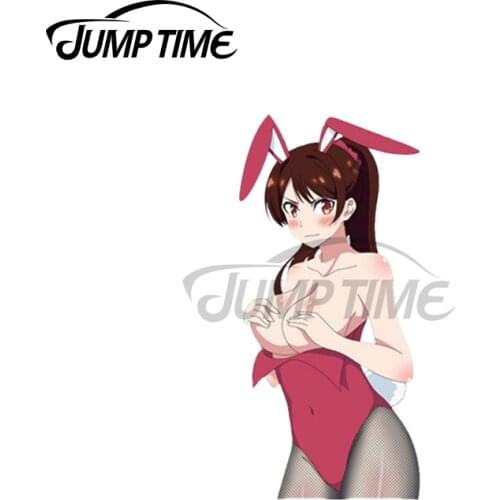 Jump Time 13 x 8cm For Mizuhara Chizuru Bunny Rent a Girlfriend Sexy Girl Car Stickers Decals Vinyl Waterproof Car Laptop Decor