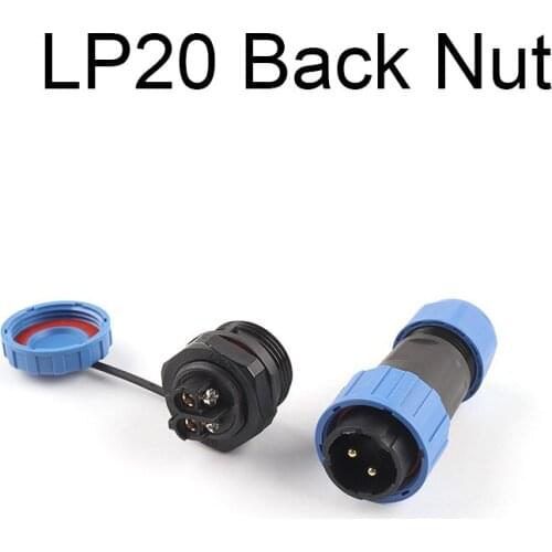 LP/SP20 IP68 Back nut Waterproof Connector No welding Male Plug&Female Socket 2/3/4/5/6/7 Pin Panel Mount Screw Crimp Cable Plug