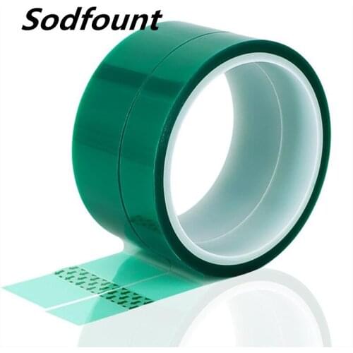 1pcs Green high temperature resistant PCB board electroplating PET silicone masking tape 0.06mmX25mm-50mmX33m