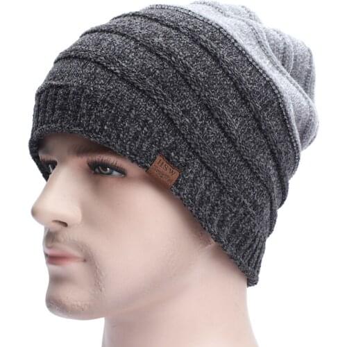 Winter Hats for Women Men Caps Color Patchwork Knitted Hats Mens Bonnets Outdoor Slouch Fleece Ski Skull Caps