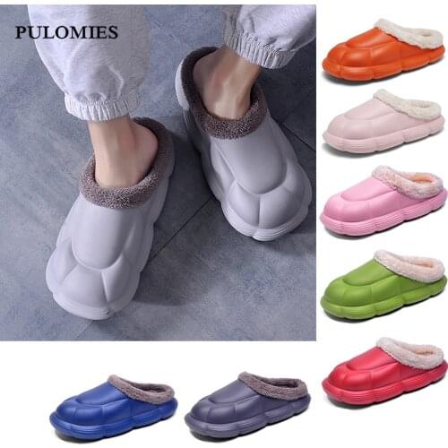 Winter Slippers Men Warm Indoor Flip Flop Non-Slip Living Room House Female Couple Home Bedroom Floor Short Fur Slides For Women