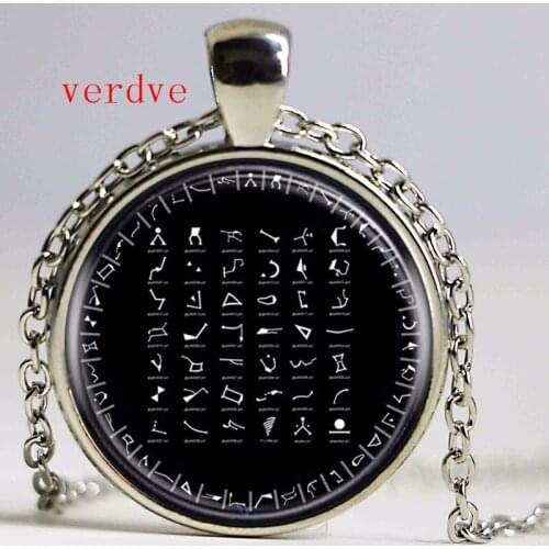 1pcs/lot Stargate Logo Necklace & Pendant Cabochon Vintage Black Chain Statement Necklace For WomenMen