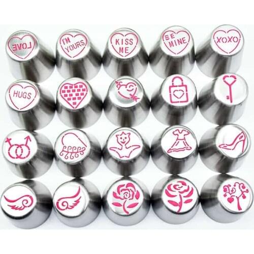 1PC NEW Design Wedding Love Theme Lcing Piping Russian Easy Flower Nozzles Stainless Steel Cake Dessert Decoration DIY Tools