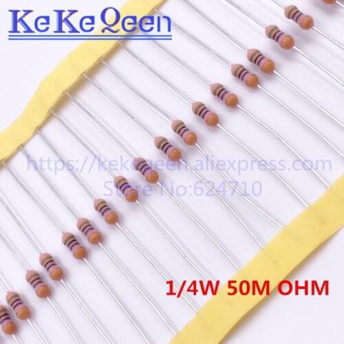 10pcs RI40 1/4W 1M 2M 5M 10M 22M 30M 50M 100M 200M 430M 1G ohm Glass glaze resistance Thick film 51MR% 1000MR ohm