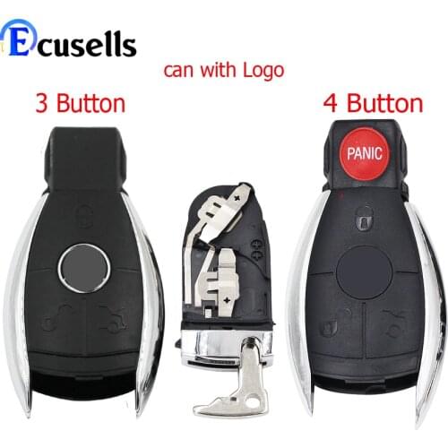 3/4 button Smart Key Shell for Mercedes Benz W211 A C E G S R SL ML GML CL GL CLS CLA CLK SLK GLK with Battery Holder small key