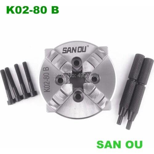 4 jaw 80mm 3" LATHE Chuck 4 Jaw Manual Self-Centering K02-80 B 3-M5 Hardened
