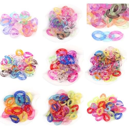 50pcs Ins Retro Rainbow Buckle Acrylic Long Chain Beads For Men Women Curb Cuban Link Jewelry Making DIY Bracelet Necklace