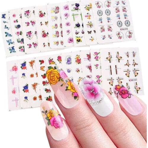 55Pcs/set Flower Butterfly Art Idea Designer Nail Art Water Transfer Stickers Decals Decor Tools for Nail Pegatina DIY Tips