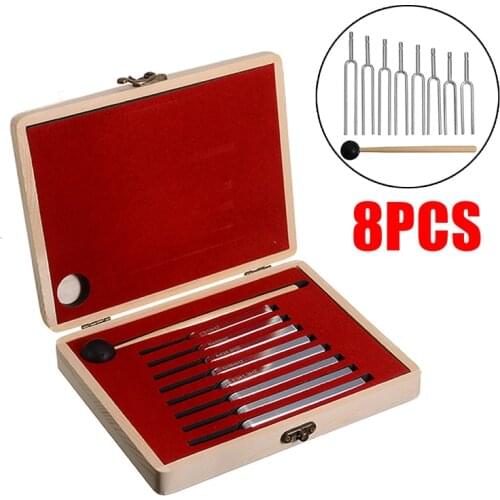 8pcs/set Medical Tuning Fork Sound Vibration Therapy Chakra Steel Music Kit 256-512HZ Healing Sound Vibration Therapy
