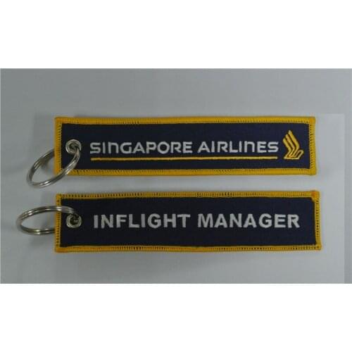 Singapore Airlines Inflight Manager Avaition Fabric Embroidery Keychain Key Tag