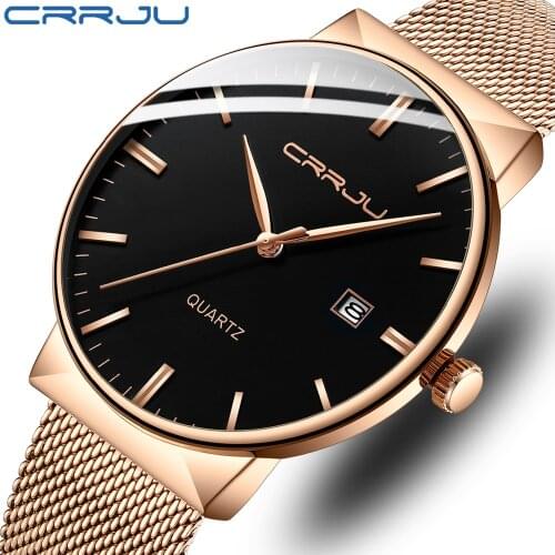 CRRJU Watch for Men Luxury Brand Sport Quartz Wristwatch Waterproof Military Stainless Steel Male Date Clock Relogio Masculino