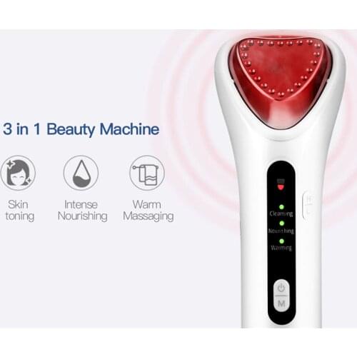 CkeyiN Electric Sonic Heating Anion Vibration Facial Massager Deep Face Cleansing Skin Lifting Tighten Anti Aging Beauty Care