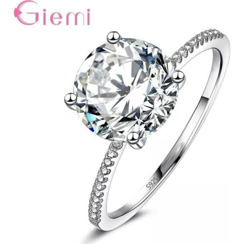 Exquisite Trendy 925 Sterling Silver Rings Cubic Zircon Wedding Finger Ring Crystal Bridal Gift Jewelry Party Supplies Bijoux