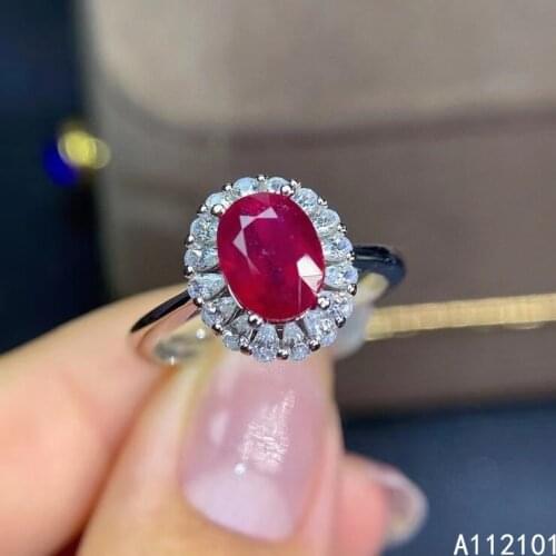KJJEAXCMY fine jewelry S925 sterling silver inlaid natural ruby new girl noble ring support test Chinese style hot selling