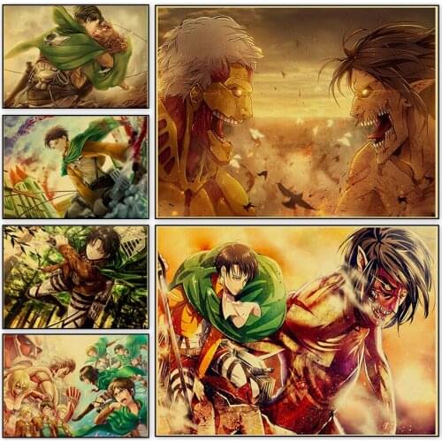 Classic Japanese Animation Creativity Attack On Titan Retro Anime Poster Canvas Painting HD Home Bar Decoration Wall Art Picture