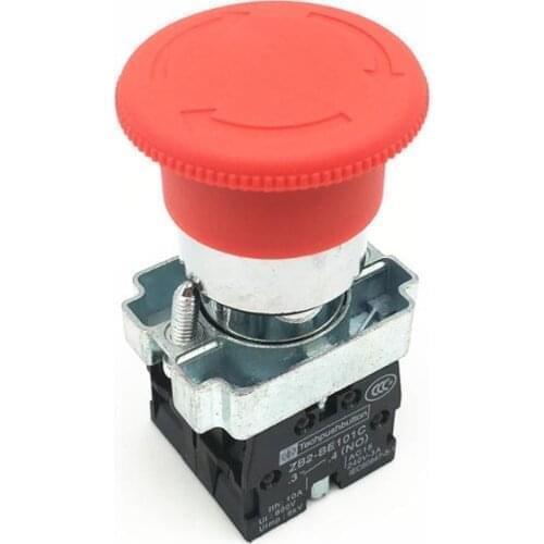 3pcs XB2 BS545 Red Mushroom Head Emergency Stop Pushbutton Switch Turn to Release 1 NO 1 NC Rotate Reset 22mm Mounting Hole