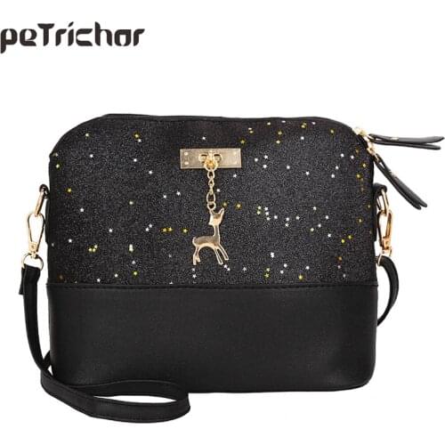 Korean Style Sequin Messenger Women Bag Small Fashion Shell Handbag Female Deer Shoulder Tote Bags For Ladies Bolsa Party Purse