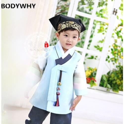 Handsome Hanbok Clothing High End Childrens New Clothes Imported Fabric Boys Birthday Korean Fashion Costume Special Gifts