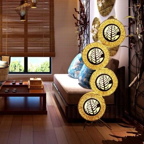 SGROW Rattan Creative Art Floor Lamp for Living Room Bedroom Restaurant Standing Lights Literary Country Style Lighting Fixtures