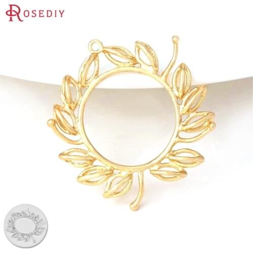 6PCS 31*32MM 24K Gold Color Plated Brass Dandelion Charms Pendants Diy Jewelry Findings Earrings Accessories Wholesale