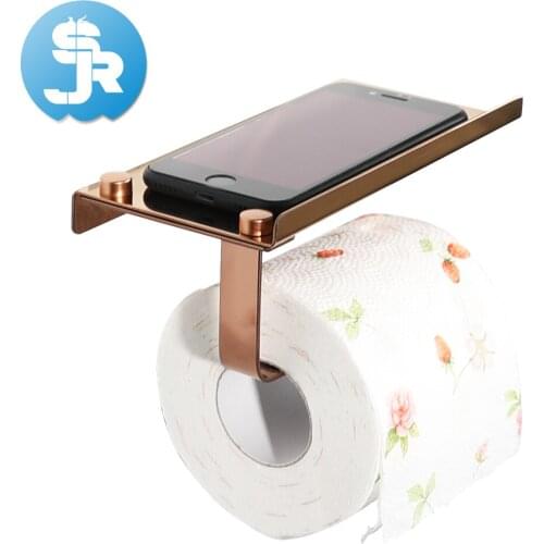 Fashion appearance strong anti-rust capability toilet paper holder multi-function toilet roll holder with mobile phone shelf