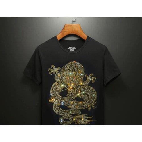 T Shirt Men Diamonds Tshirt Mens Summer Hot drill Hip Hop T-Shirt Black Tops Tee Plus Size 5XL
