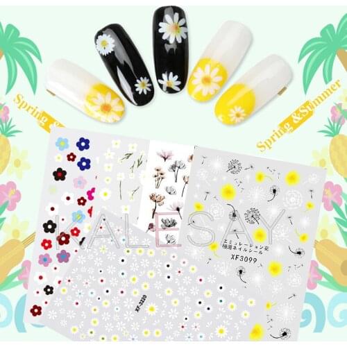 DIY Daisy Nail Sticker for Design Decoration Mum Fashion Flower Nail Art Decals Adhesive Sticker for Manicure Wraps Accessories
