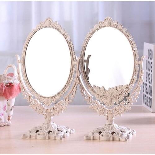 Desktop Makeup Mirror Double-sided Beauty Vanity Mirrors European Style Retro Household Princess Mirror Bracket Lady Mirrors