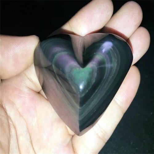Natural Real Rainbow Cat eye Obsidian Ball Polished Crystal Chakra Healing