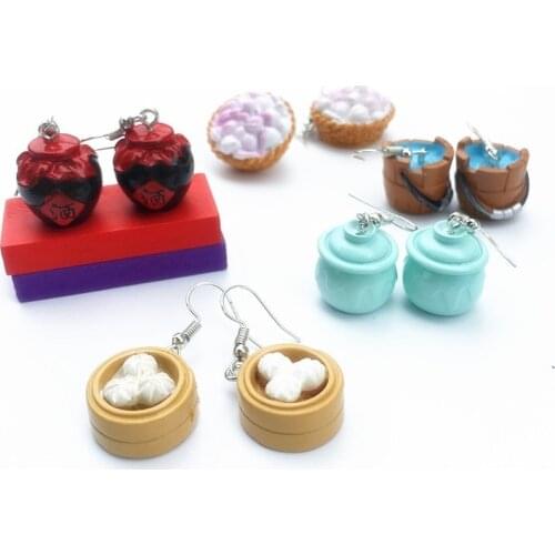 2021 New Altar Earrings Temperament Wood Bucket Earrings Womens Fashion Creative Personality Jewelry Funny DIY Gifts