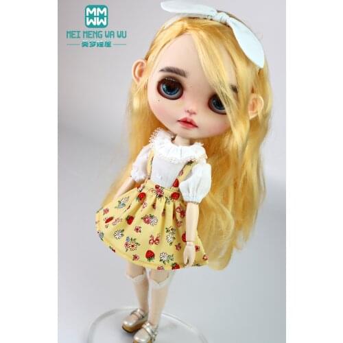 Doll clothes for Blyth Azone OB23 OB24 Toys accessories Fashion white shirt, strap skirt Girls gift