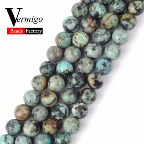 Factory Wholesale Africa Turquoises Natural Round Stone Beads 4 6 8 10mm Loose Beads For Jewelry Making Diy Bracelet 15" Strand