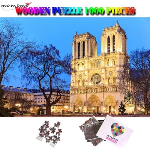 MOMEMO Notre Dame DE Paris Adults Puzzle 1000 Pieces Wooden Landscape Jigsaw Puzzle World Famous Building Puzzles Toy Home Decor