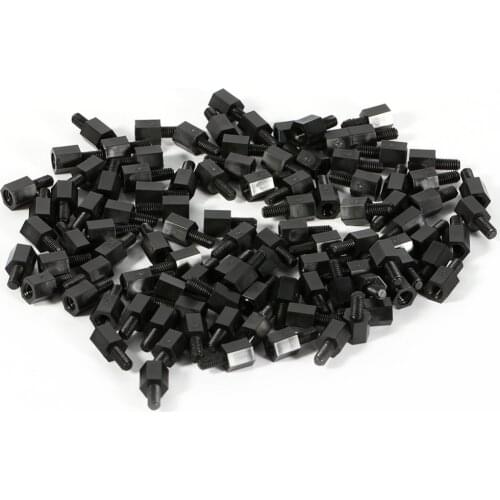 100Pcs/Lot Plastic Nylon Screws M3 Hex Column Standoff Spacer Phillips Screw Set Assortment Kit Black High Quality Wholesale