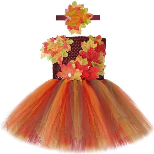 Thanksgiving Dress for Girls Maple Leaf Costume for Baby Girl Halloween Costumes for Kids Christmas Tutu Dresses Fall Autumn