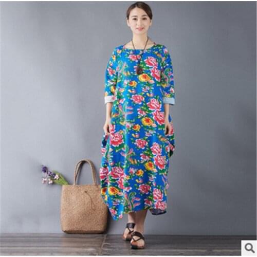 Phoenix Flower Nine Sleeve Dress