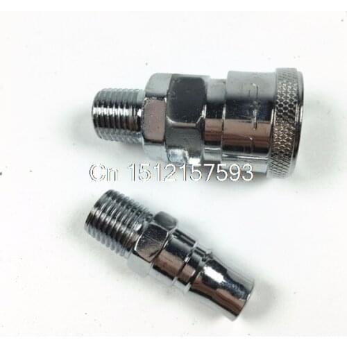 2 Pcs Pneumatic Fitting 1/4" PT Thread Air Coupler Quick Connector SM20+PM20