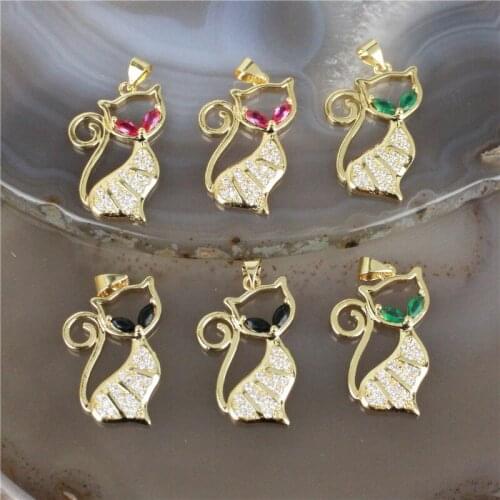 17*27mm 20pcs/lot High quality cz pendant,elegant and cute cat shape cubic zircon charm, bracelet/necklace component wholesale