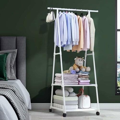 Movable Metal Clothes Hangers Floor Stand With Wheels Clothing Rack Multifunction Storage Clothes Organizer Rack Home Coat Racks