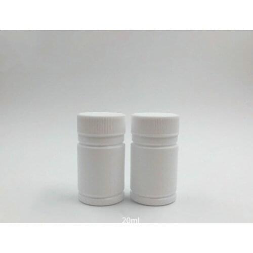 100pcs 20ml Empty Small White HDPE Round Medicine Pill Use Plastic Bottles with screw cap and sealer Capules Softgels bottle